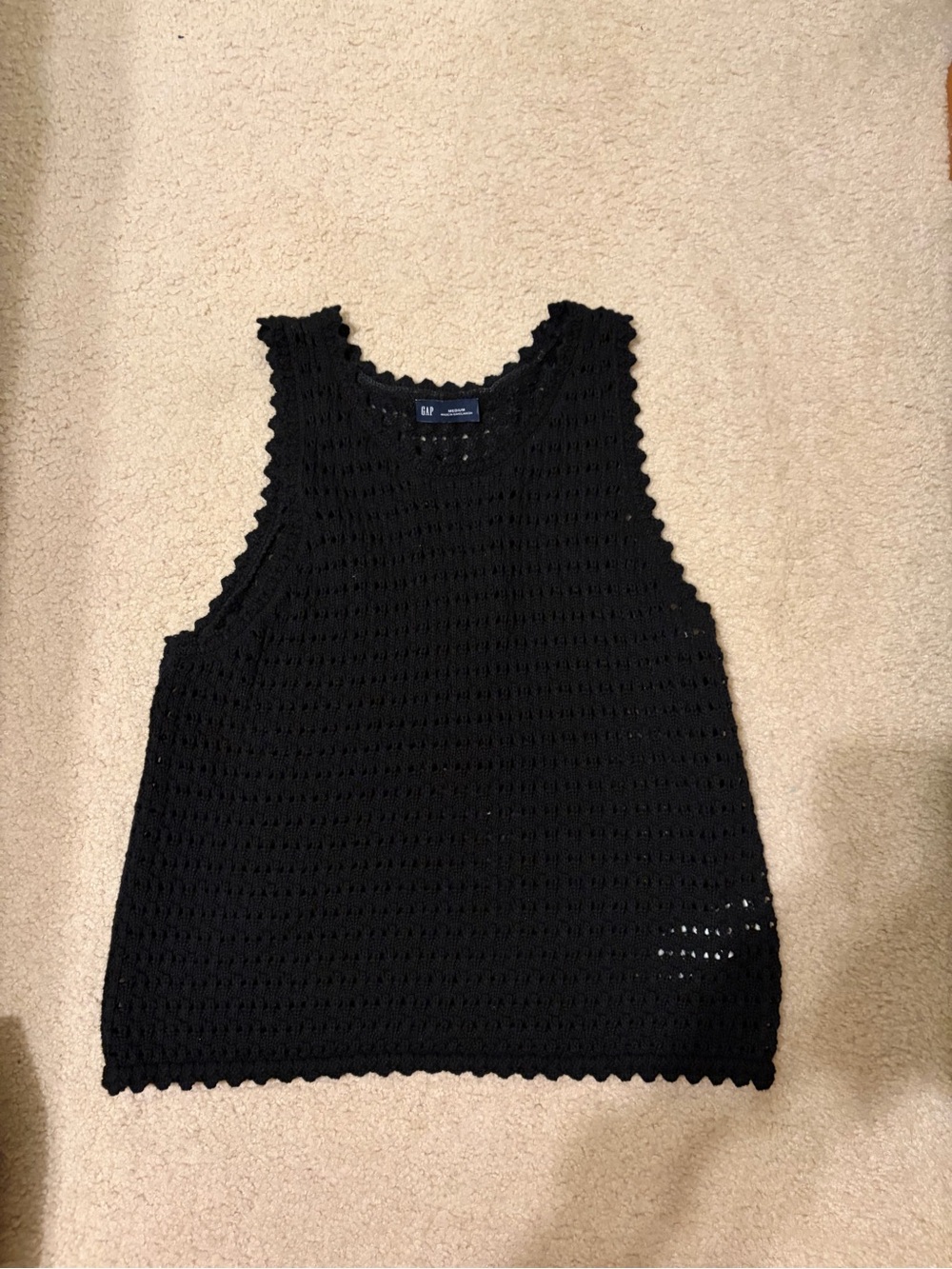 GAP Black Crocheted Sleeveless Tank Top